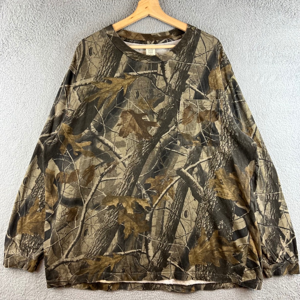 Liberty Mens Realtree Hardwoods Camo Long Sleeve Pocket T-Shirt 2XL